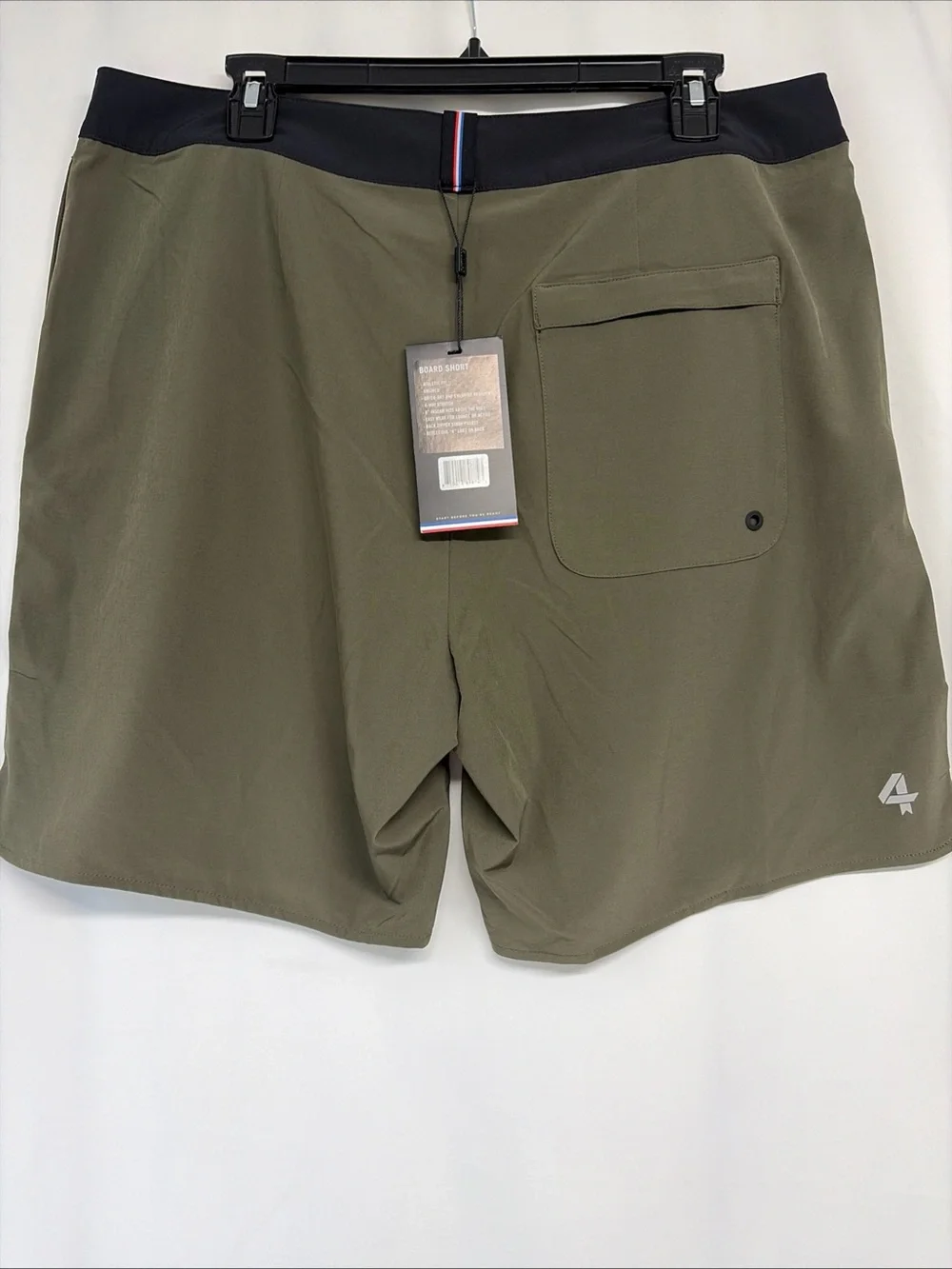 4 FourLaps Mens Size 36 Olive Green Black Band Lightweight 8” Board Shorts